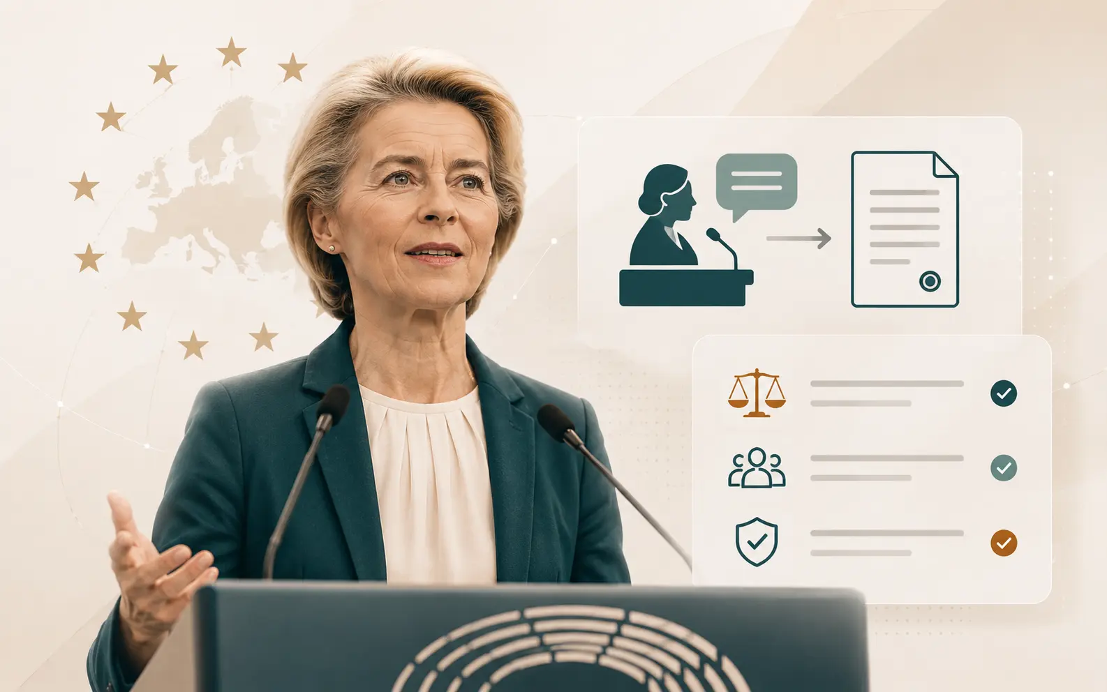 Co přesně řekla von der Leyen o pracovním právu — překlad bez politiky